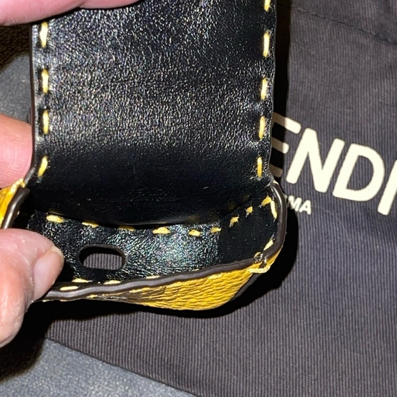Fendi Preloved EarPod holder 100% authentic color is yellow with silver hardware - Picture 3 of 9